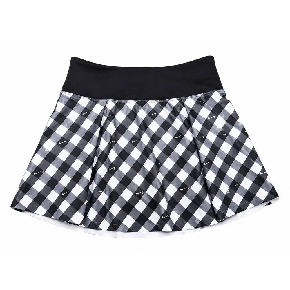 Nike Dri-FIT Checkered Tennis Skort XS Black White Athletic Skirt